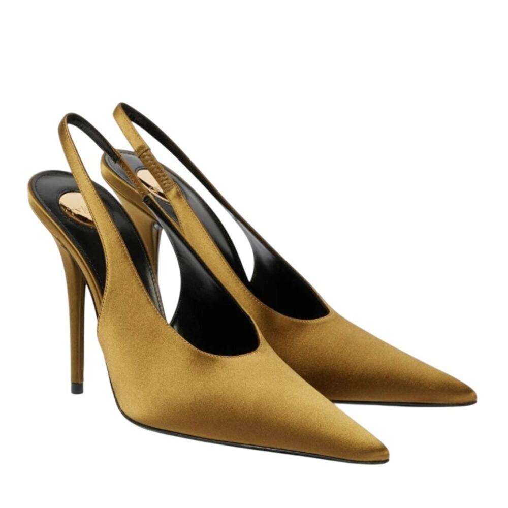 Saint Laurent Satin Slingback Pumps - Size 7